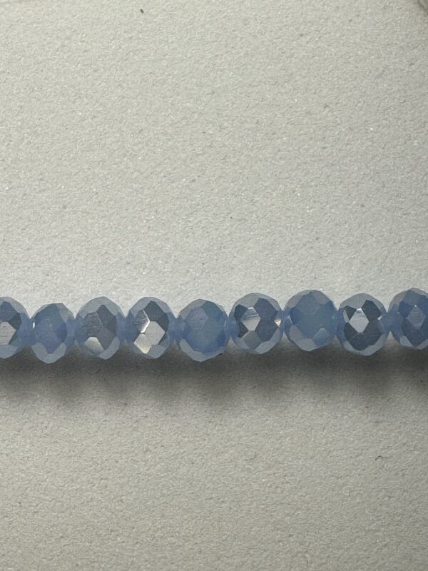 Row of light blue faceted beads.