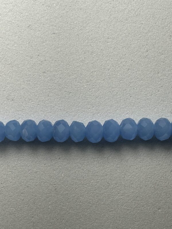 Row of light blue faceted beads.