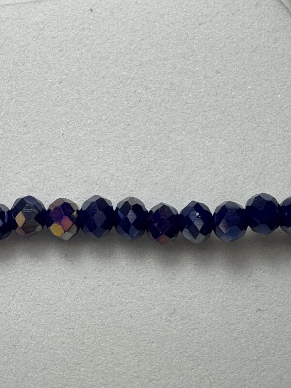 Row of dark blue iridescent beads.