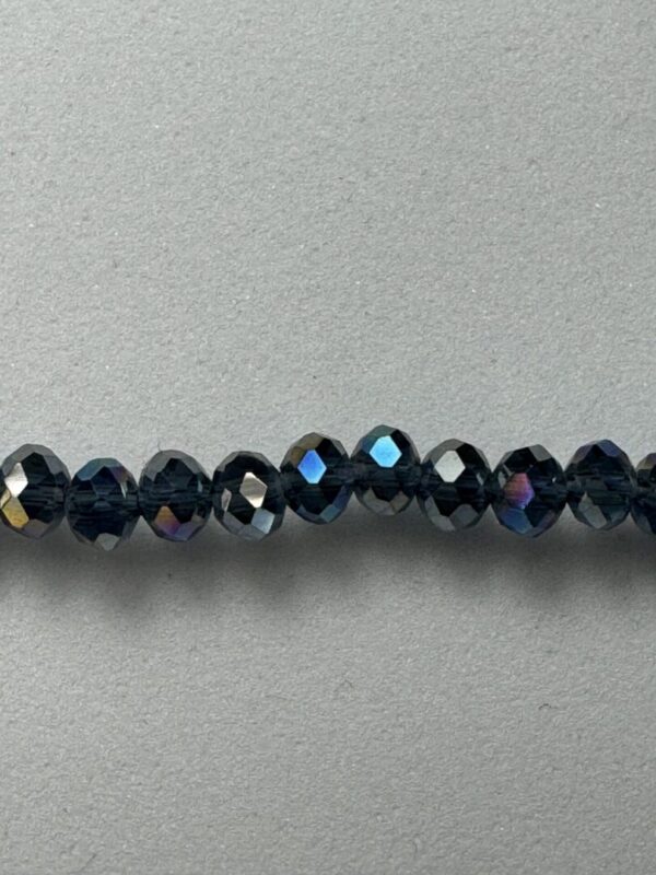 Black iridescent faceted glass beads.