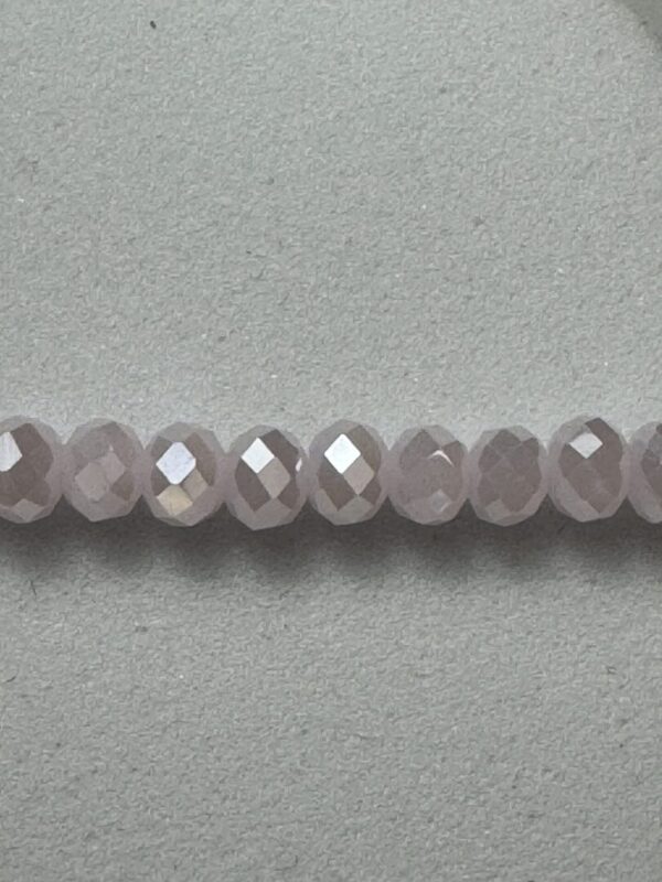 Row of light pink faceted beads.