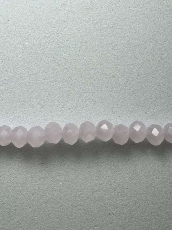 Row of pale pink faceted beads.