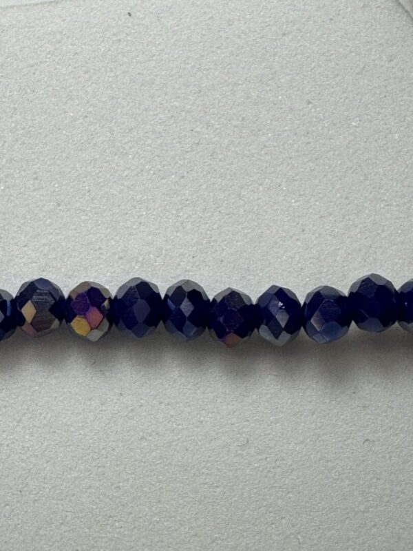 Row of iridescent dark blue beads.