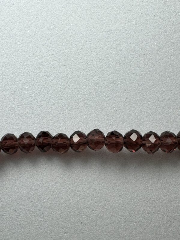 Row of dark brown faceted beads.