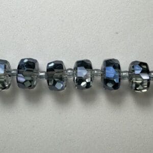 Dark gray faceted glass beads.