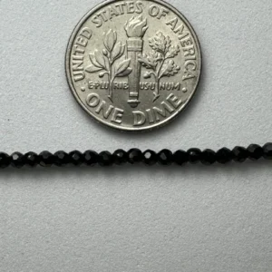 Black beads with US dime for scale.
