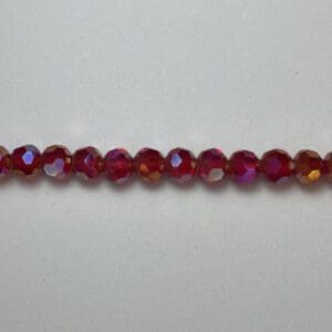 Small faceted red AB glass bead strand