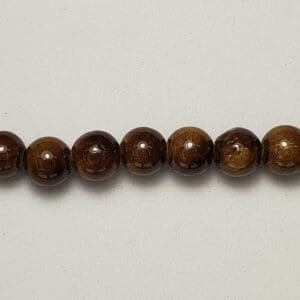 Brown wooden beads strand.