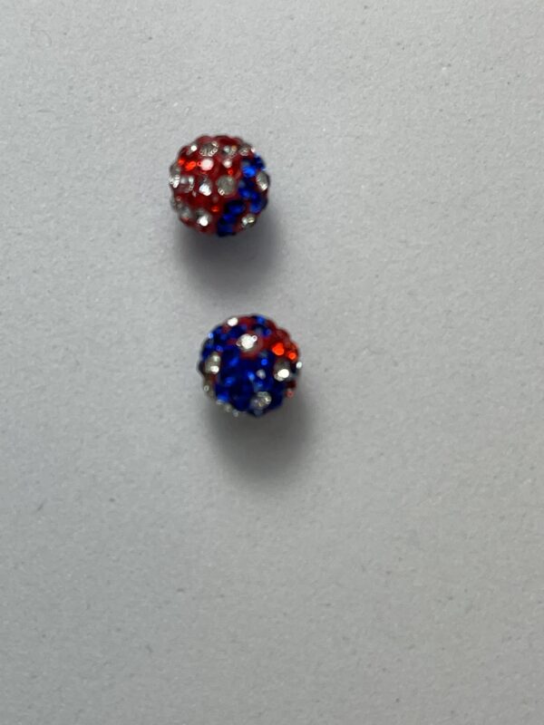 Red, white, and blue rhinestone beads.