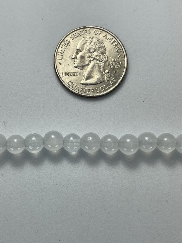 Frosted glass beads with quarter for scale.